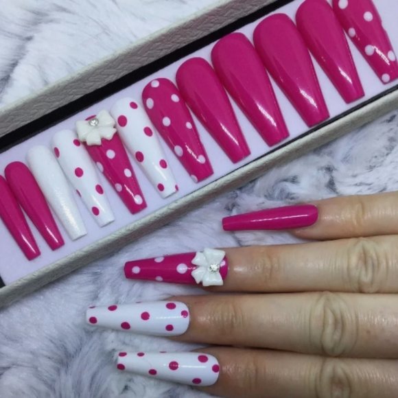 Handmade XL Coffin Hard Gel Press On Nails - Picture 3 of 6